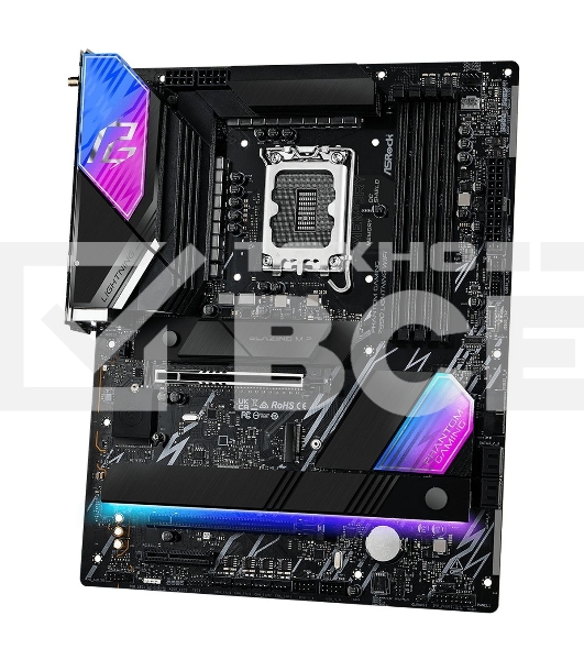 Материнская плата ASRock Phantom Gaming Z890 LIGHTNING WIFI, LGA 1851, Intel Z890, 4xDDR5, 4xSATA, 4xM.2, 1xPCIe 5.0 x16, 1xPCIe 4.0 x4, 1xUSB-C Thunderbolt 4, 2xUSB-A 3.2 Gen 2, 4xUSB-A 3.2 Gen 1, 1xHDMI, 1x2.5Gb LAN, 5x3.5 мм, 7.1, ATX
