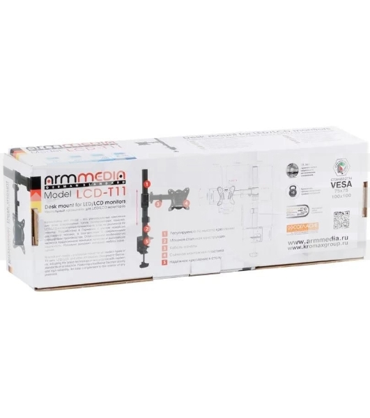 Кронштейн для мониторов Arm Media LCD-T11 черный 15'-32' макс.12кг настольный поворот и наклон верт.перемещ.