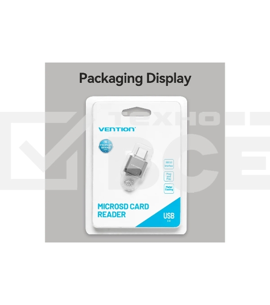 Картридер Vention OTG USB 2.0 CM / MicroSD - Серый