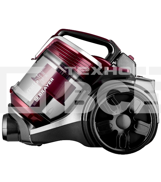 Пылесос BRAYER BR4211 черный/бордовый, 400/2200 Вт, уборка сухая, пылесборник контейнер, 3 л