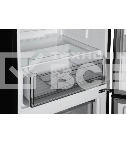 Холодильник Hyundai CC35083F черное стекло двухкамерный 240/95л морозилка снизу, No Frost