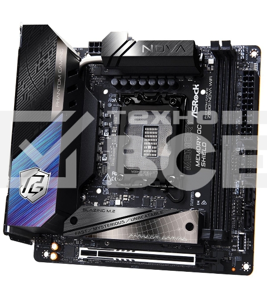 Материнская плата ASRock Z890I Nova WiFi, LGA 1851, Intel Z890, 2xDDR5, 2xSATA, 3xM.2, 1xPCIe 5.0 x16, 2xThunderbolt 4 Type-C, 6xUSB 3.2 Gen2, 2xUSB 3.2 Gen1, 2xUSB 2.0, 1xRJ-45, 1x5Gb LAN, 7.1, Mini-ITX