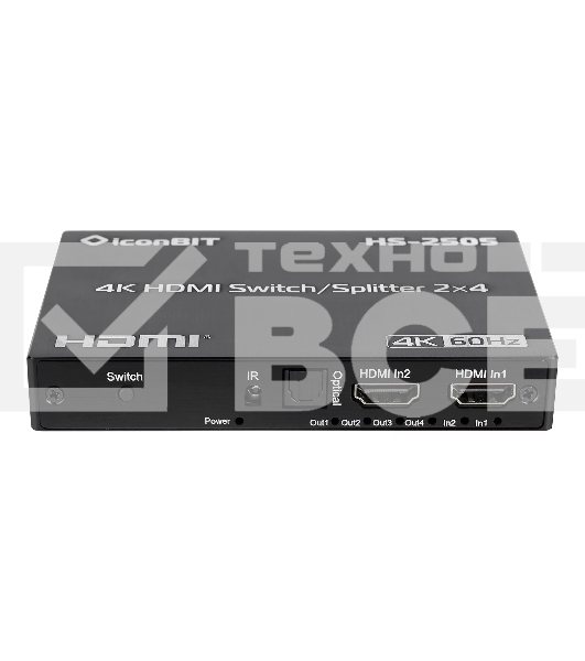 Коммутатор, усилитель распределитель IconBIT HS-2505 2х4, поддержка 4K60