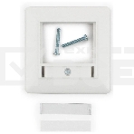 Рамка для розетки квадратная 80x80 евро белая с металл.прокладкой, фото 1