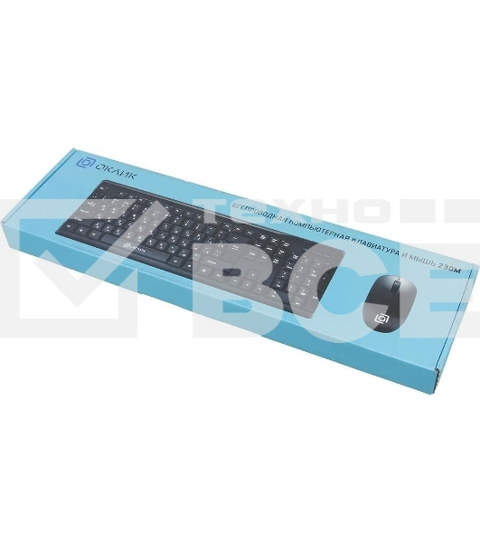 Комплект клавиатура+мышь Oklick 230M беспроводной, USB, 1000 DPI, чёрный