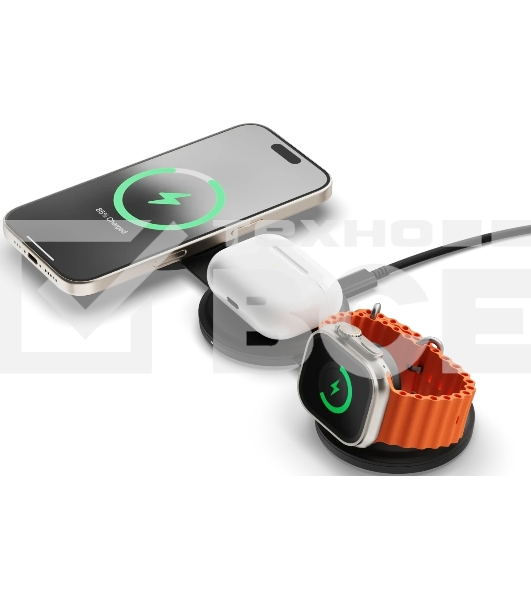 Переносное зарядное устройство Satechi Qi2 OntheGo 3-in-1 Wireless Charger, черный