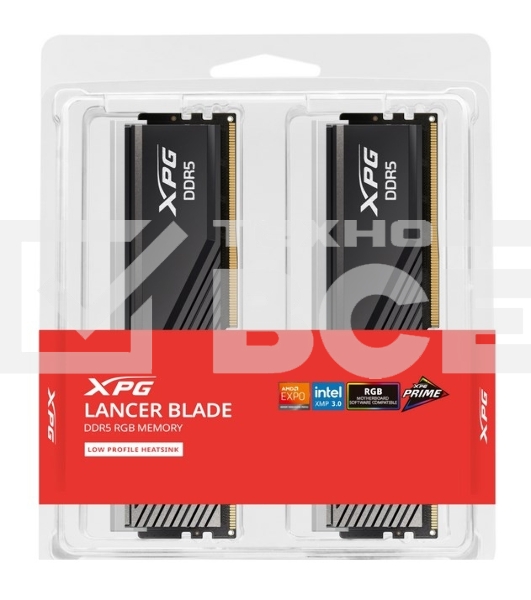Оперативная память XPG Lancer Blade, DDR5, 32GB (2x16GB), 6000MHz, CL30, DIMM, с радиаторами, RGB, черный