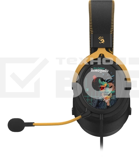 Наушники с микрофоном A4Tech Bloody M595 Renegade черный/рисунок 2.3м мониторные USB оголовье (M595)