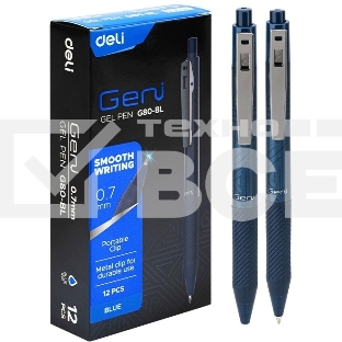 Ручка гелевая автоматическая Deli Geni EG80-BL синий d=0.7мм син. черн. 1стерж.