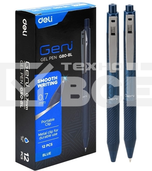Ручка гелевая автоматическая Deli Geni EG80-BL синий d=0.7мм син. черн. 1стерж.