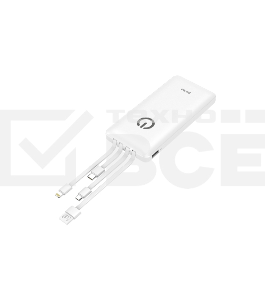 Портативный аккумулятор Powerbank Perfeo ABSOLUTE 10000mah In Micro usb,USB /Out USB,Micro usb,Type-C,Lightning, 2.1А/ белый (PF_B4879)