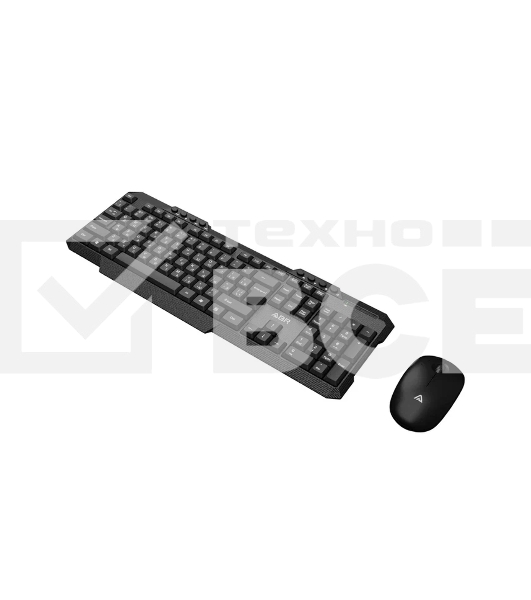 Клавиатура и мышь ABR KW807 черный, интерфейс USB, беспроводной, 2.4G, RU/EN