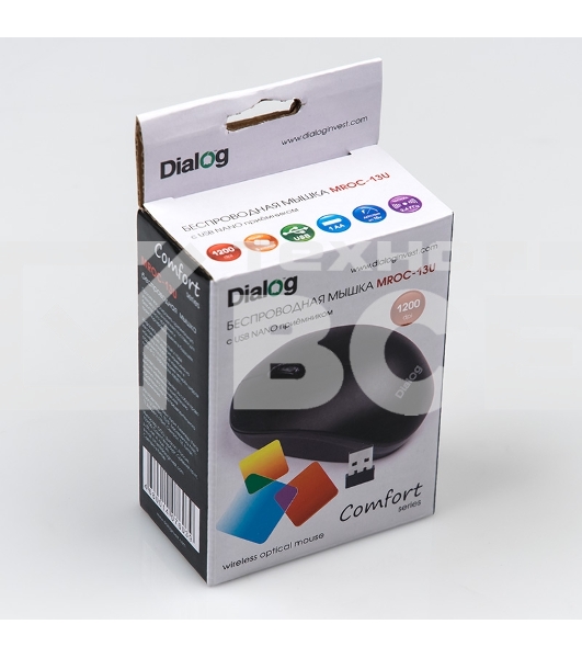 Мышь беспроводная Dialog Comfort MROC-13U черный, 1200 dpi, радиоканал, USB, кнопки - 3