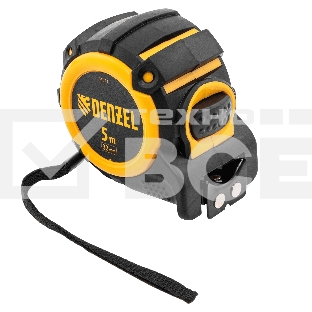 Рулетка Denzel 5 м х 32 мм, автоматич. фиксац., нейлон. покрытие, магнит. зацеп, двухстор. разметка