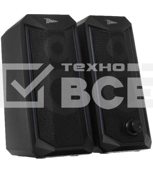 Акустическая система 2.0 Qumo Tornado AS008, 15 ВТ, объемное звучание, управляемая многорежимная RGb подсветка, USB/Jack 3,5мм