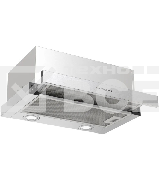 Встраиваемая вытяжка Kuppersberg SLIMHIT 50 X телескопическая, 50 см, High-Tech, макс. Производительность 750 м3/ч, 2 скорости, механическое управление, светодиодное освещение, уровень шума 51 дБ,  нержавеющая сталь