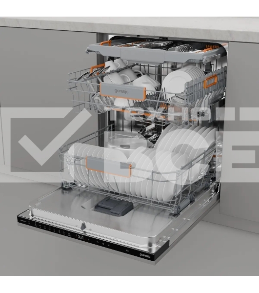 Посудомоечная машина встраиваемая Gorenje GV673B65 16 комплектов, 3 корзины, инверторный мотор, отсрочка старта, Wi-Fi управление, сенсорное управление, полный AquaStop, сенсор уровня воды, энергоэффективность А+++, уровень шума 42 дБ, белый