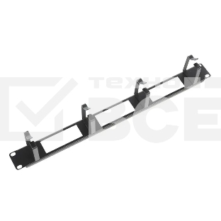 Горизонт. кабельный органайзер с окнами 19' 1U, 4 кольца, черный ЦМО