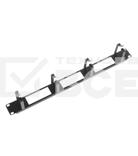 Горизонт. кабельный органайзер с окнами 19' 1U, 4 кольца, черный ЦМО