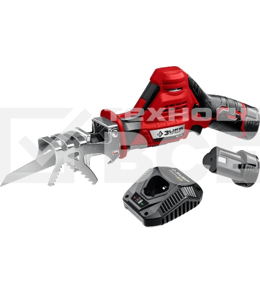 Пила сабельная Зубр 12В, 2 АКБ (2Ач), в коробке, СПЛ-125-22