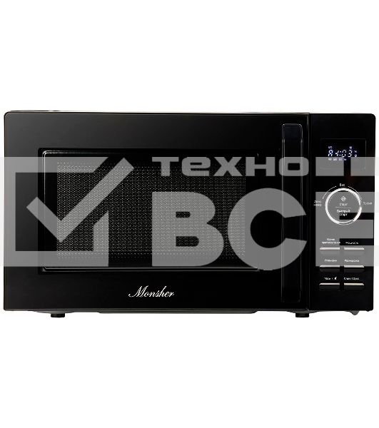 Микроволновая печь MONSHER MTW 202 Noir чёрный, 20 л, 700 вт, переключатели - поворотный механизм/кнопки