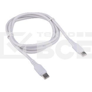 Кабель USB2.0 Cablexpert CC-USB2-CMCM-100-1M-W, Type-C/Type-C, 5A, 100Вт, PD/QC3.0, медь, 1м, белый, пакет