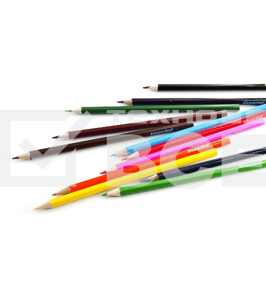Карандаши цветные Silwerhof Color 2.8мм, шестигранный профиль, дерево, ассорти, 12 цветов, коробка с европодвесом
