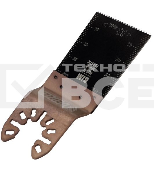 Насадка для МФИ Denzel режущая пазовая прямая, BiM, по металлу и дереву, 33 x 1,4 мм, мелкий зуб