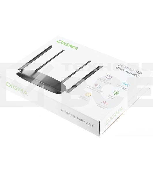 Роутер беспроводной Digma DWR-AC1202 AC1200 10/100/1000BASE-TX черный