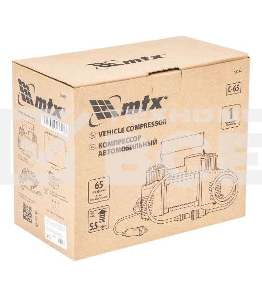 Компрессор автомобильный MTX C-65, 12 В, 10 атм., 65 л/мин