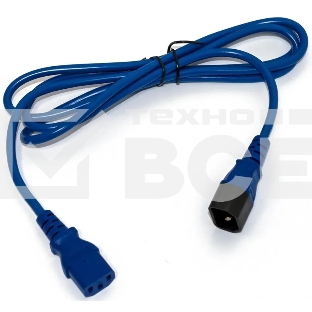 Шнур питания C13-C14, 3х0.75, 220В, 10А, синий, 1 метр