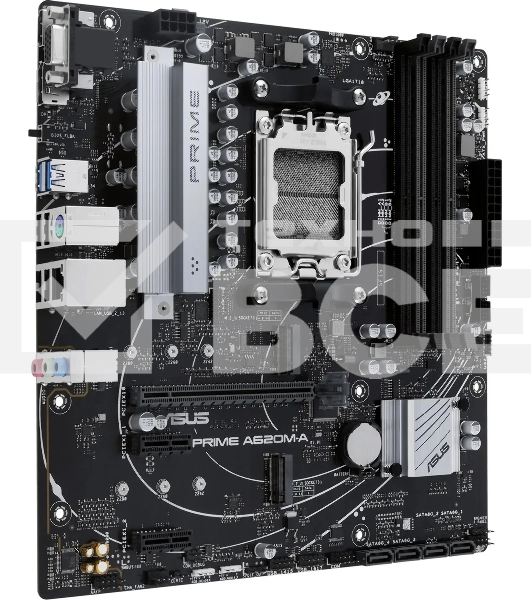 Материнская плата ASUS PRIME A620M-A-CSM, AM5, AMD A620, 2xDDR5, 4xSATA, 2xM.2, 1xPCI-E 4.0 x16, 1xHDMI, 1xDP, 1xVGA, 1x 1Gb LAN, 2xUSB-A 3.2 Gen 1, 4xUSB-A 2.0, 3x3.5 мм, 7.1, Micro-ATX