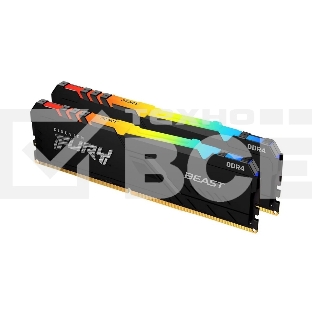 Оперативная память Kingston Fury Beast, DDR4, 16GB (2x8GB), 3200MHz, CL16, с радиатором, RGB, чёрный