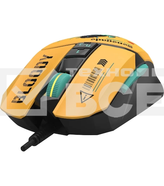 Мышь проводная A4Tech Bloody W63 Max Renegade желтый, 12000 dpi, USB, кнопки - 7