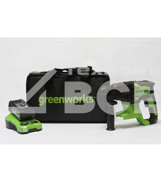 Перфоратор аккумуляторный бесщеточный GreenWorks GD24SDS2 2 ДЖ, 24V, c 1хАКБ 4 Ач и ЗУ в сумке (3803007UB)