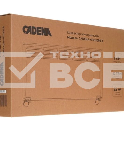 Конвектор Cadena HTR-2000-X белый, 2000 Вт, 25 м2, термостат