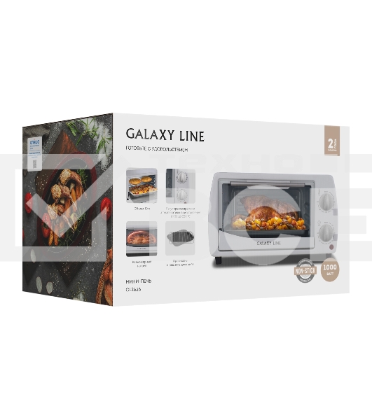 Мини-печь Galaxy Line GL 2626, белый, 10 л, 1000 Вт, таймер на 60 минут, индикатор работы, автоотключение