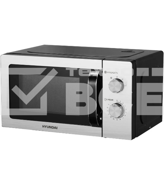 Микроволновая печь Hyundai HYM-M2013 нержавеющая сталь/черный, 20 л, 700 Вт, переключатели - электронный поворотный механизм