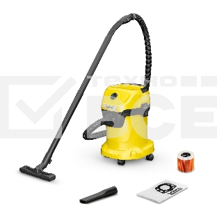 Строительный пылесос Karcher WD 3 V-17/4/20 *EU (1.628-127.0) желтый, 1000 Вт, уборка сухая/сбор воды/выдув, пылесборник мешок/контейнер, 17 л
