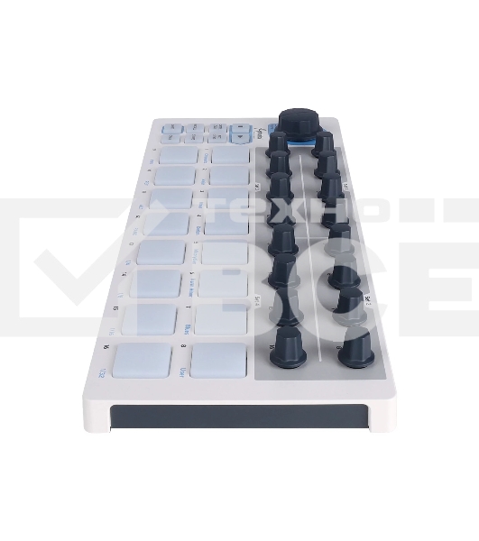 Контроллер MIDI [430101] Arturia [BeatStep] позволяет запускать клипы в Ableton Live, проигрывать ударные в BFD и EZDrummer, 16-шаговый аналоговый секвенсор, 16 пэдов, 16 энкодеров, CV выходы, USB In/Out, MIDI Out, совместимость с iPad
