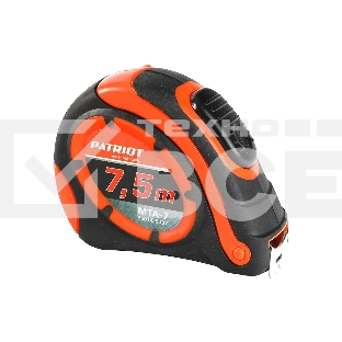 Рулетка PATRIOT MTA-7, автостоп, ударопрочный корпус, обрезиненная, 7,5м