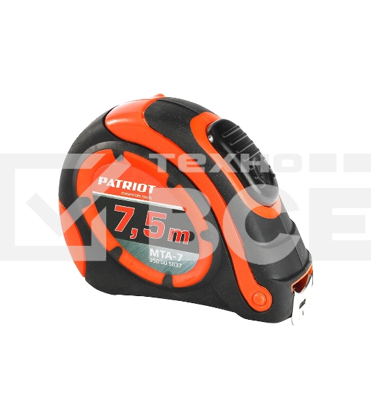Рулетка PATRIOT MTA-7, автостоп, ударопрочный корпус, обрезиненная, 7,5м