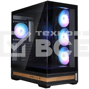 Компьютерный корпус ZALMAN P40 NAMU, ATX, черный, WINDOW, WOODEN ELEMENTS, 2xCombo(2.5” or 3.5”), 1xUSB TYPE-C, 2xUSB 3.0, SIDE 3x120мм ARGb, REAR 1x120мм ARGb
