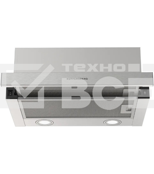 Встраиваемая вытяжка Kuppersberg SLIMHIT 50 X телескопическая, 50 см, High-Tech, макс. Производительность 750 м3/ч, 2 скорости, механическое управление, светодиодное освещение, уровень шума 51 дБ,  нержавеющая сталь