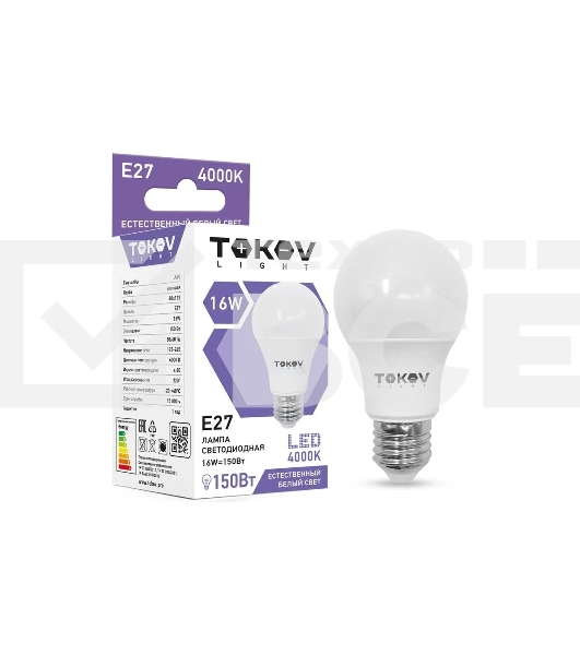 Лампа светодиодная TOKOV ELECTRIC 16 Вт А60 4000К Е27 176-264В