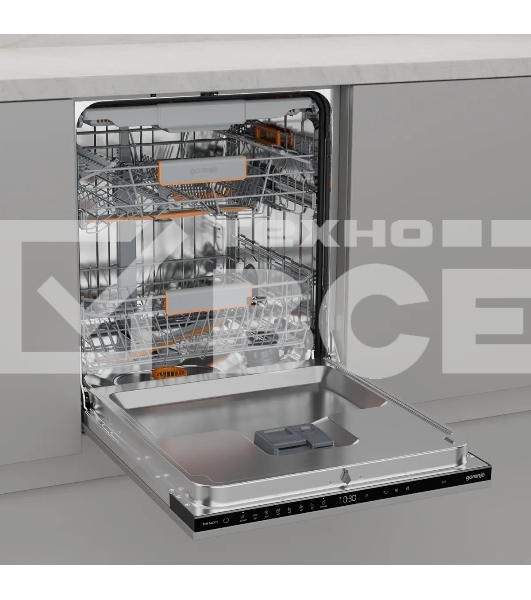 Посудомоечная машина встраиваемая Gorenje GV673B65 16 комплектов, 3 корзины, инверторный мотор, отсрочка старта, Wi-Fi управление, сенсорное управление, полный AquaStop, сенсор уровня воды, энергоэффективность А+++, уровень шума 42 дБ, белый