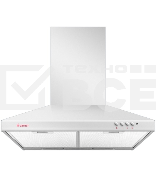 Вытяжка каминная Gefest ВО 11 К45 белый, 50 см, 300 куб. м/ч, 75 дБ