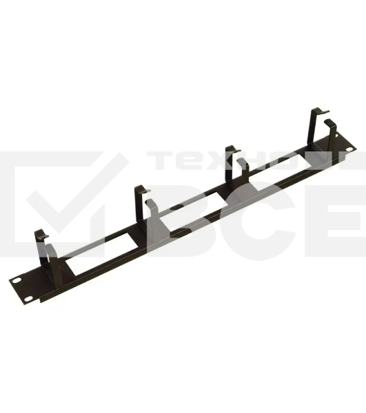 Горизонт. кабельный органайзер с окнами 19' 1U, 4 кольца, черный ЦМО