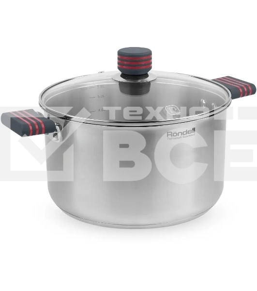 Кастрюля Rondell Stripes RDS-1281 5.8л. d=24см (с крышкой) стальной