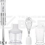 Погружной блендер KORTING KHB 0313 W, беспроводной, мощность 150 Вт, кнопочное управление, 3 насадки (блендер, измельчитель, миксер), 5 скоростей, объем чаши 500 мл, защита двигателя от перегрева/перегрузки, цвет белый, фото 1